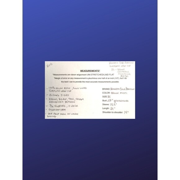 KENNETH COLE REACTION Surplice Wrap Top, BROWN MULTICOLOR, Women’s Size XS, EUC - Picture 8 of 8